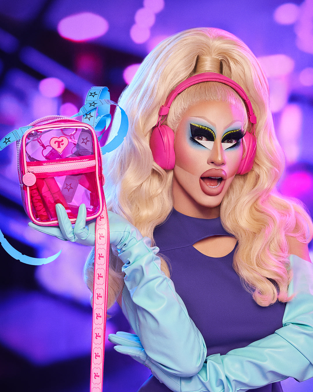 Trixie Mattel in our Limited Edition Purple BARBARELLA Dress!